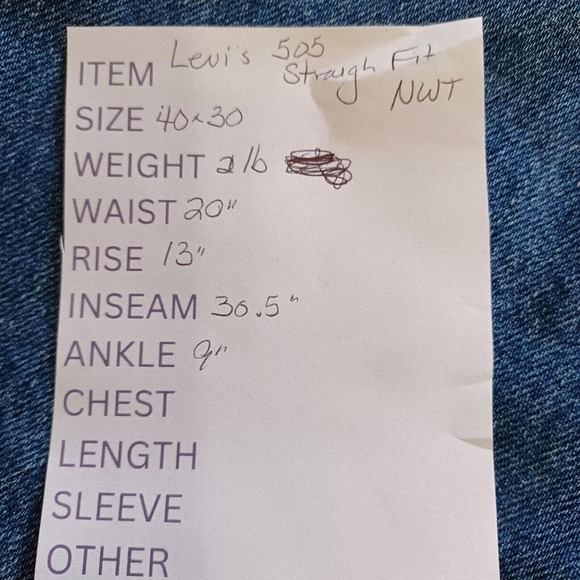 Levi's 505 Men's Size 40 x 30 Straight Fit Medium Wash Denim Blue Jean Pants NEW - Picture 9 of 9